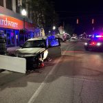 Drunk crashes through barricades in downtown Clare