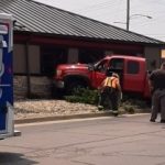 Pickup truck crashes into Pizza Hut